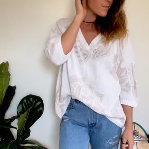 VNeck Sweater with Floral Pattern